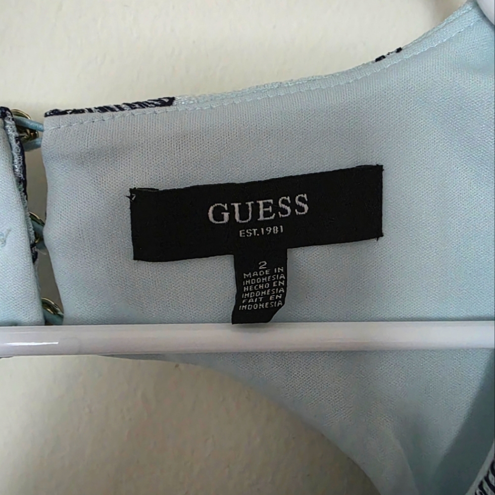 Guess Sweetheart Embroidered Floral Sheath Dress Sz 2 - Picture 7 of 9